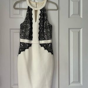 Guess black & white halter cocktail dress